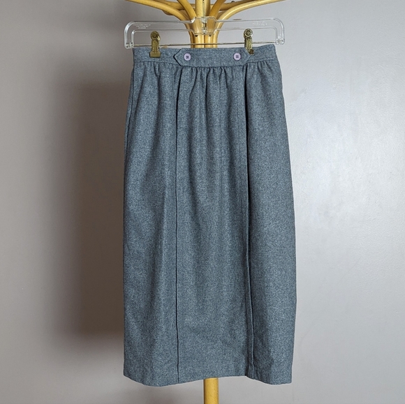 Vintage Jeremy Scott grey wool blend penicil skirt w/ pockets - Picture 1 of 10